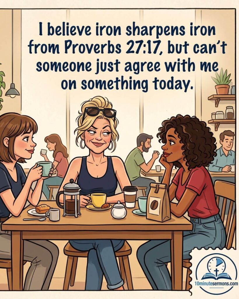 Iron Sharpens Iron - I believe iron sharpens iron from Proverbs 27:17 but can't someone just agree with me on something today - 10minutesermons.com