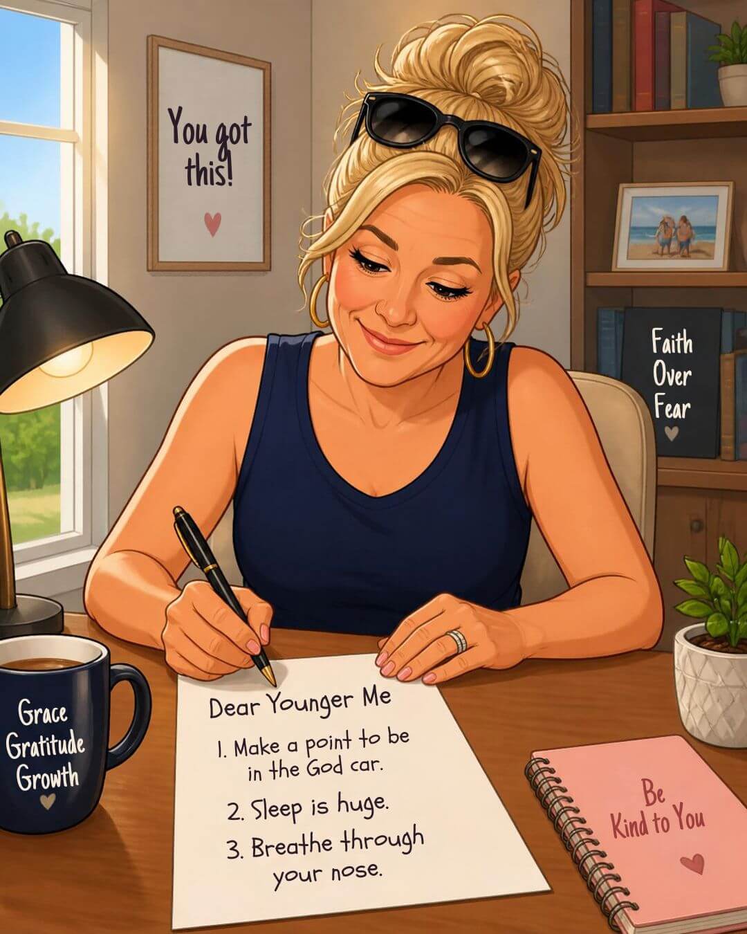 Woman writing a letter to her younger self — Dear 40-Year-Old Me