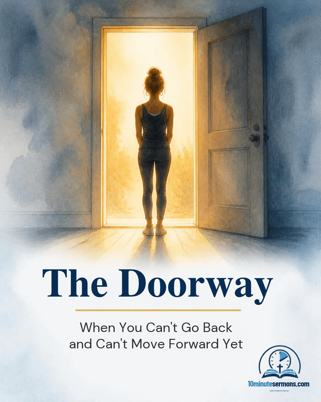 The Doorway meme - watercolor doorway with golden light